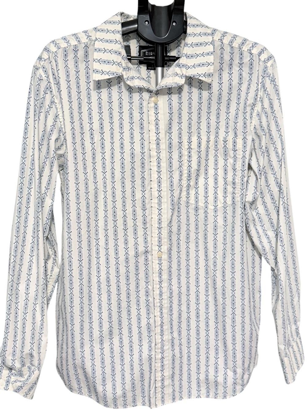 Gibson White Shirt with Blue Vertical Pattern